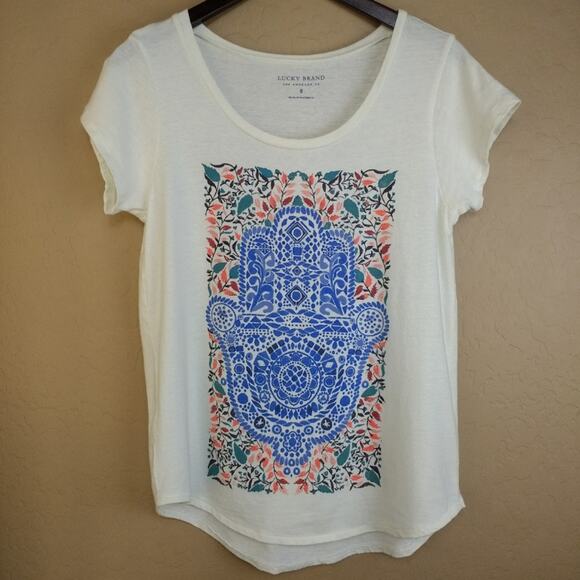 Lucky Brand Short Sleeve Hamsa Floral Graphic Tee - Picture 3 of 7